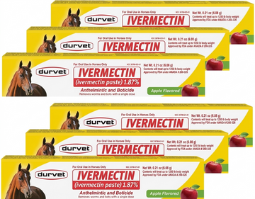 Ivermectin Paste Dewormer - 6.08g dose @ 1.87%-Apple Flavored, 6 Count